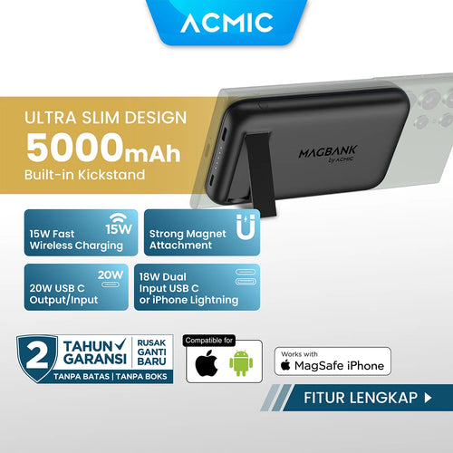 ACMIC MAGBANK 5000mAh Powerbank Magsafe Wireless 20W Fast Charging
